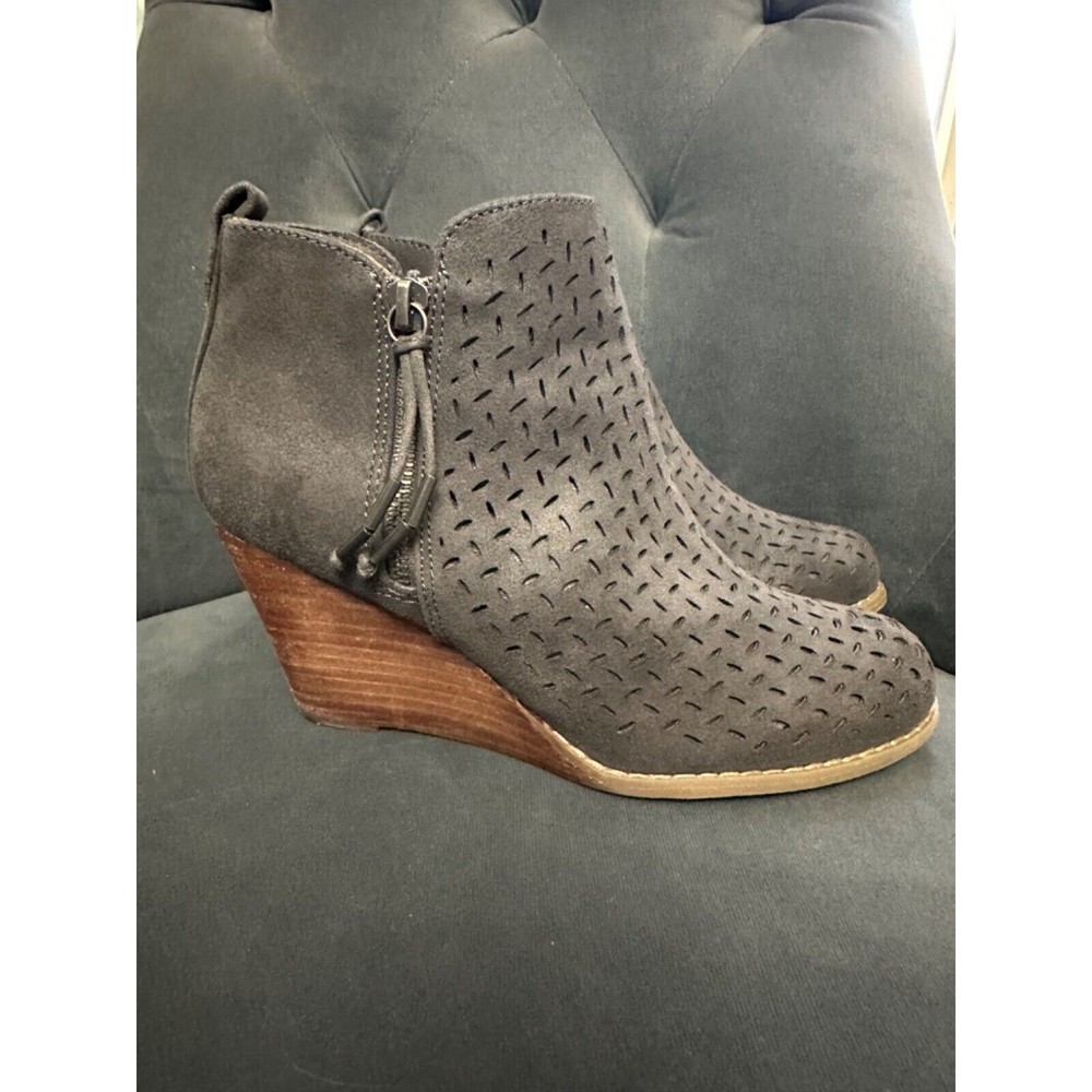 Report Dark Gray Wedge Perforated Booties Woman 6.5